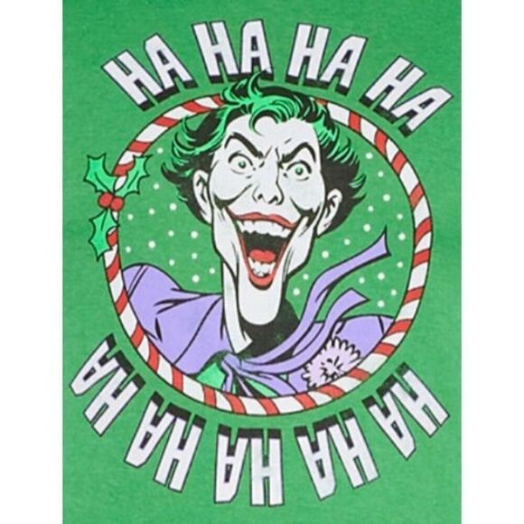 NWT Joker Christmas T-shirt Ha Ha Ha Ha Licensed Character Holiday Tee Batman - Picture 2 of 6